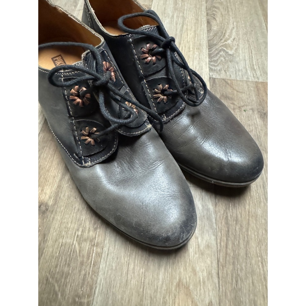 Pikolinos Rotterdam Women Grey Leather Lace Up Oxford Heels Shoes EU 38 - Picture 5 of 11